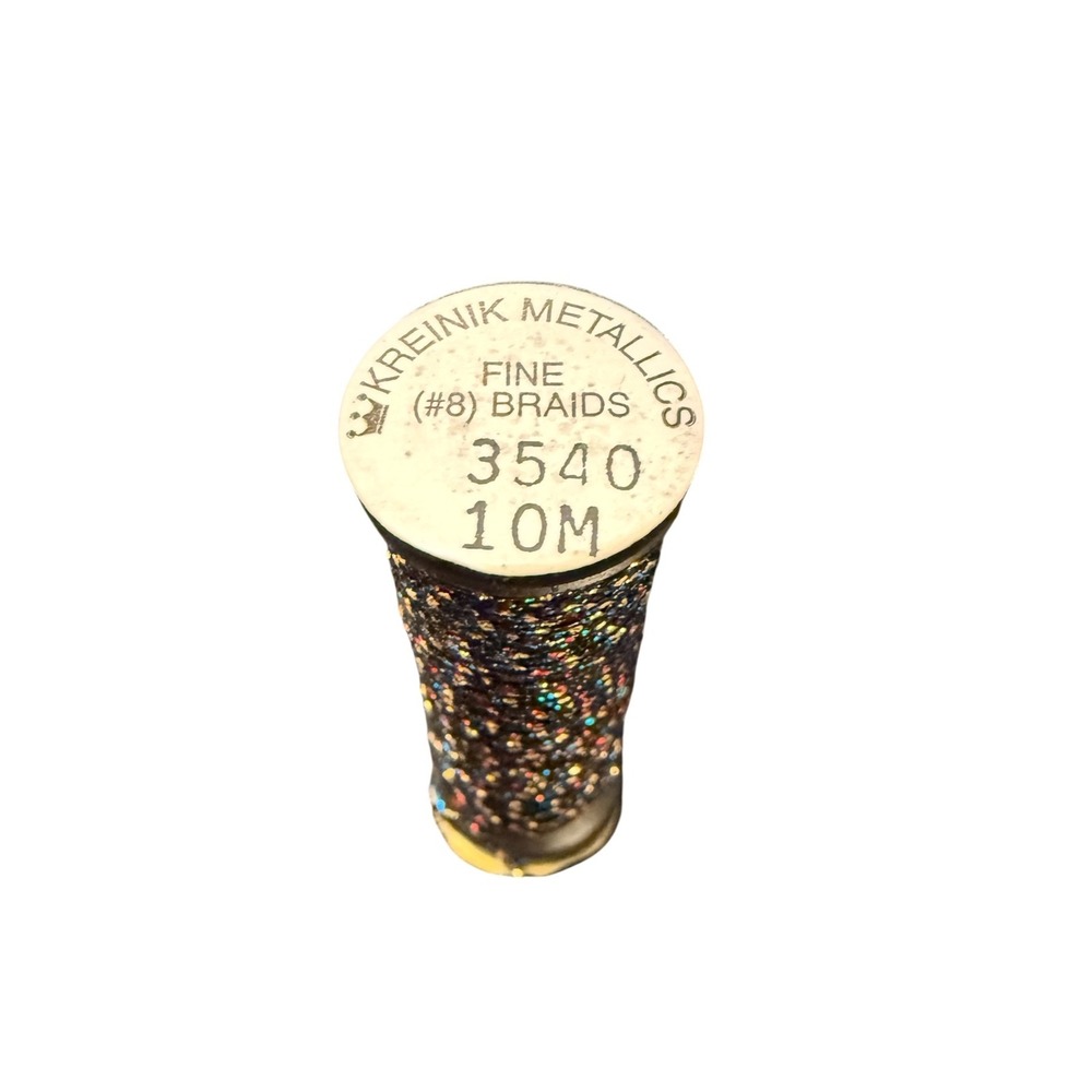 Kreinik Fine #8 Braid 10M Bolero Black Metallic Thread 3540 Holographic